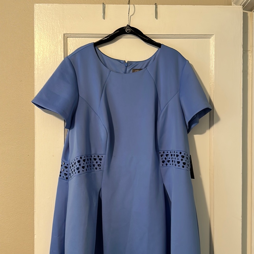 Vince Camuto Laser Cut Scuba Crepe Fit & Flare Dress (Plus Size)